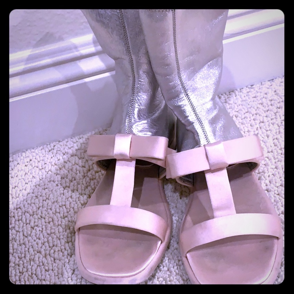 Prada Runway 2013 Sock Silver and Pink Sandals